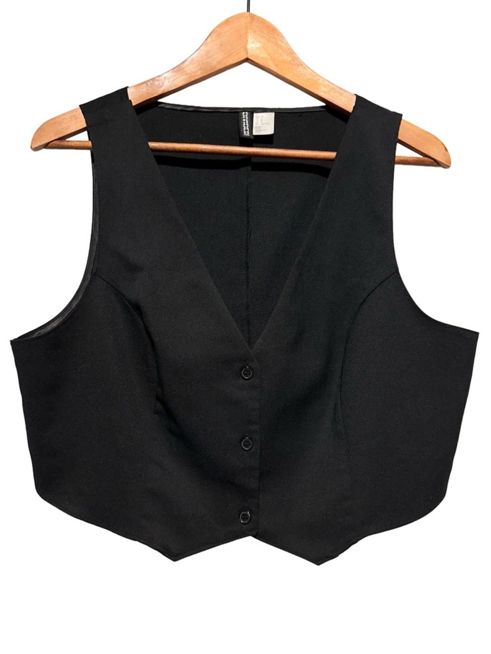 DIVIDED Minimalist Tailored Vest Black Chic Office Core Sleek Layering